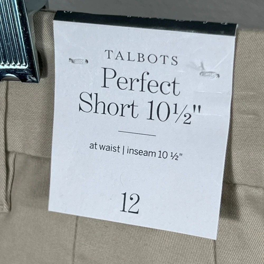 Talbots Perfect Short 10.5 Inseam Khaki Tan Bermuda Chino Shorts Womens 12 NEW